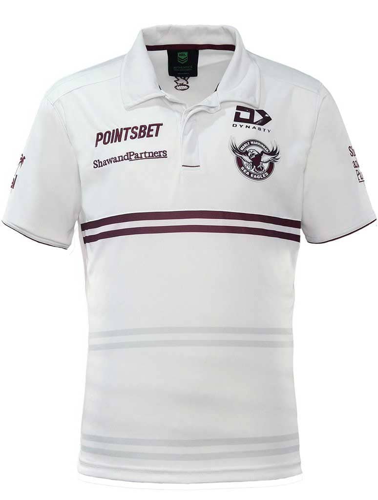 Manly Sea Eagles NRL Mens White Alternate Polo Shirt - Image 3