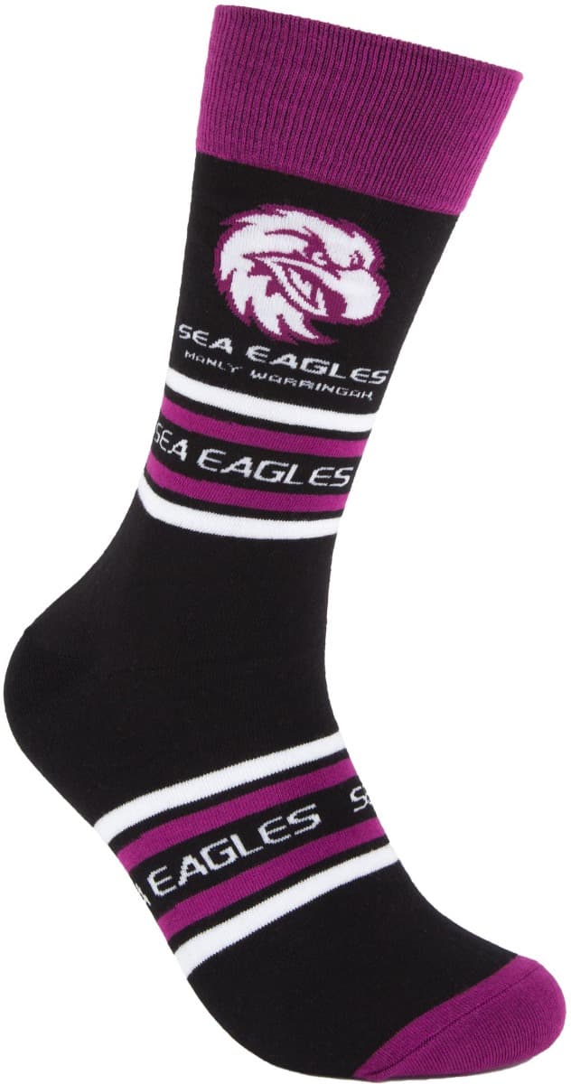 Manly Sea Eagles NRL Organic Stripe Cotton Socks - Image 2