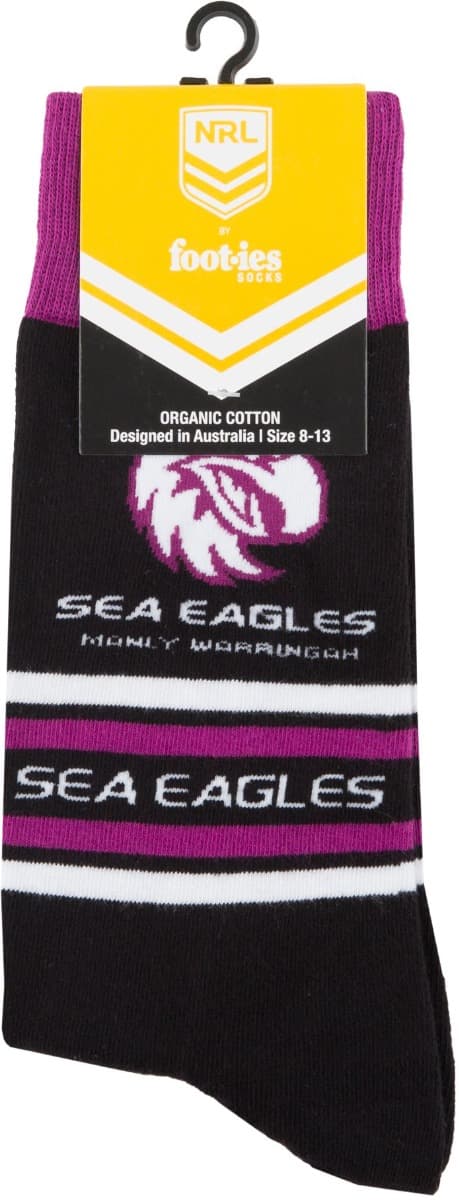 Manly Sea Eagles NRL Organic Stripe Cotton Socks - Image 3