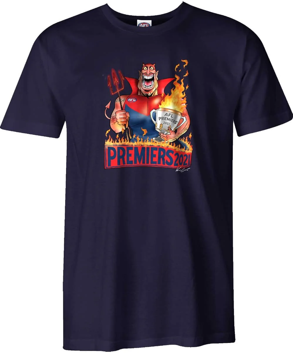 Melbourne Demons 2021 AFL Mens Mark Knight Premiers Tee