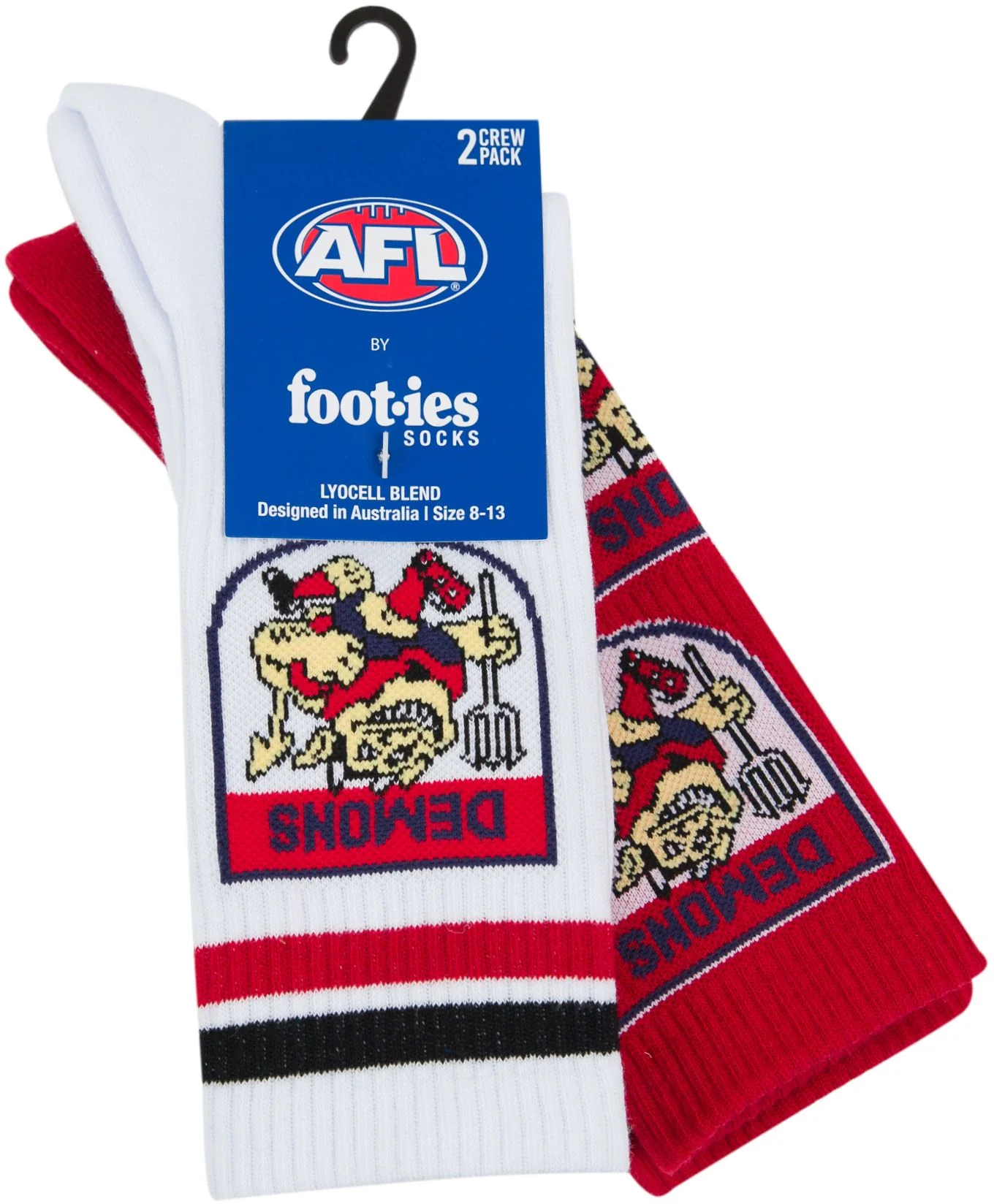 Melbourne Demons 2026 AFL Mens 8-13 Retro Sneaker Sock 2 Pack - Image 2