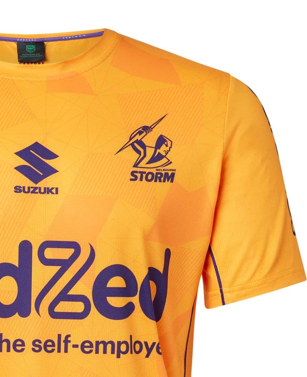 Melbourne Storm 2023 NRL Mens Orange Training Shirt - Image 3