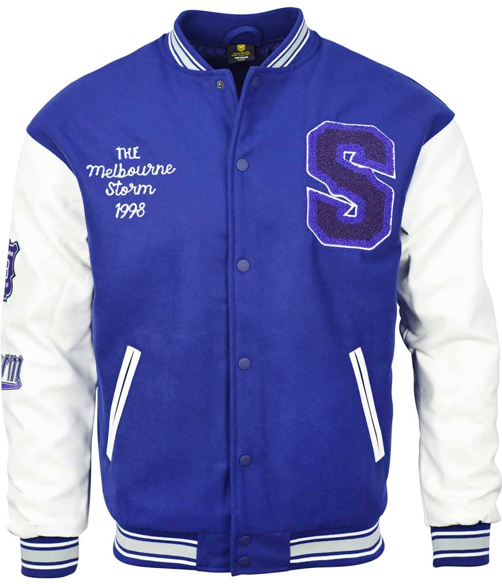 Melbourne Storm NRL Mens Oversized Varsity Jacket - Image 5