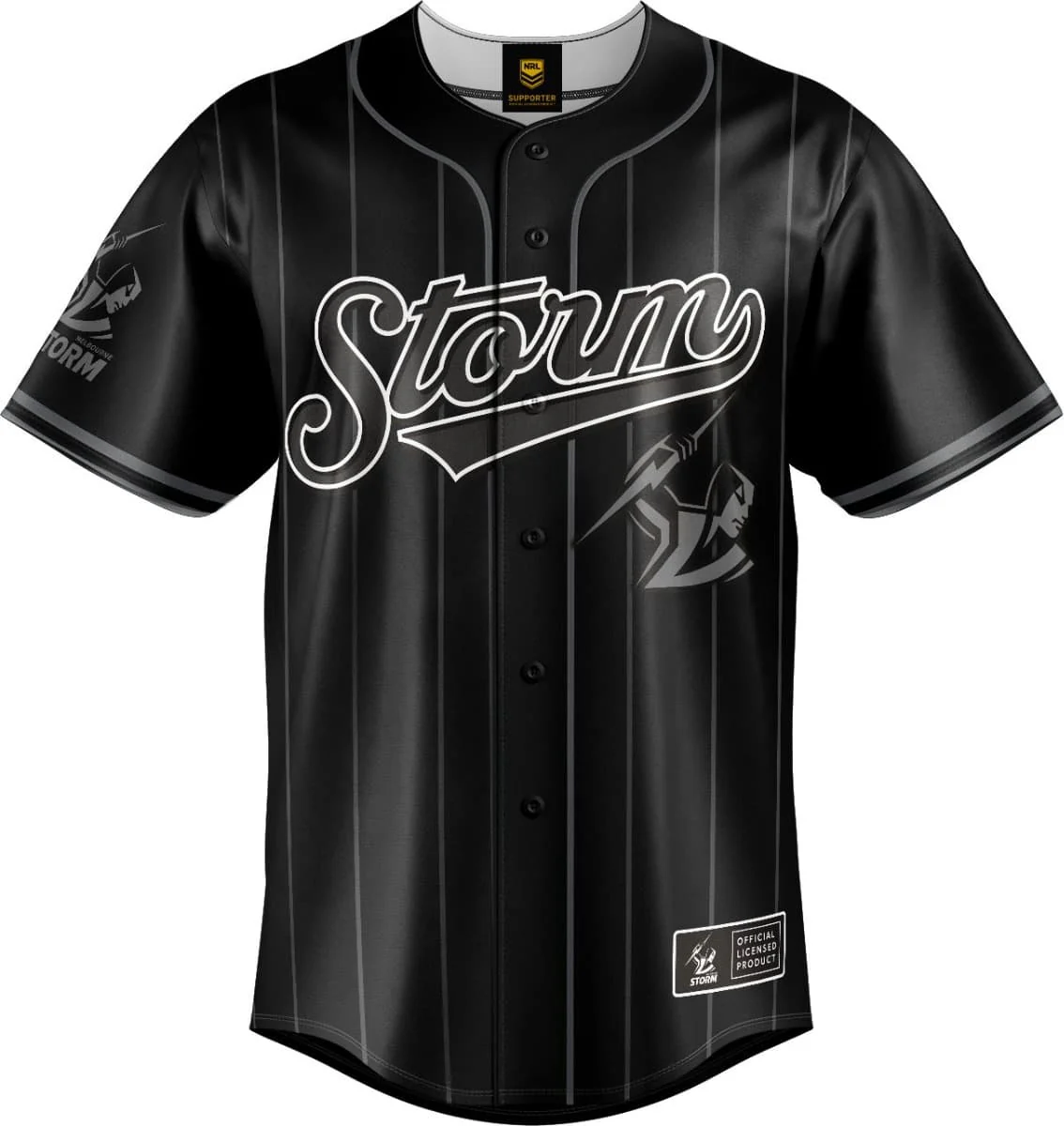 Melbourne Storm 2026 NRL Mens Blackout Baseball Shirt