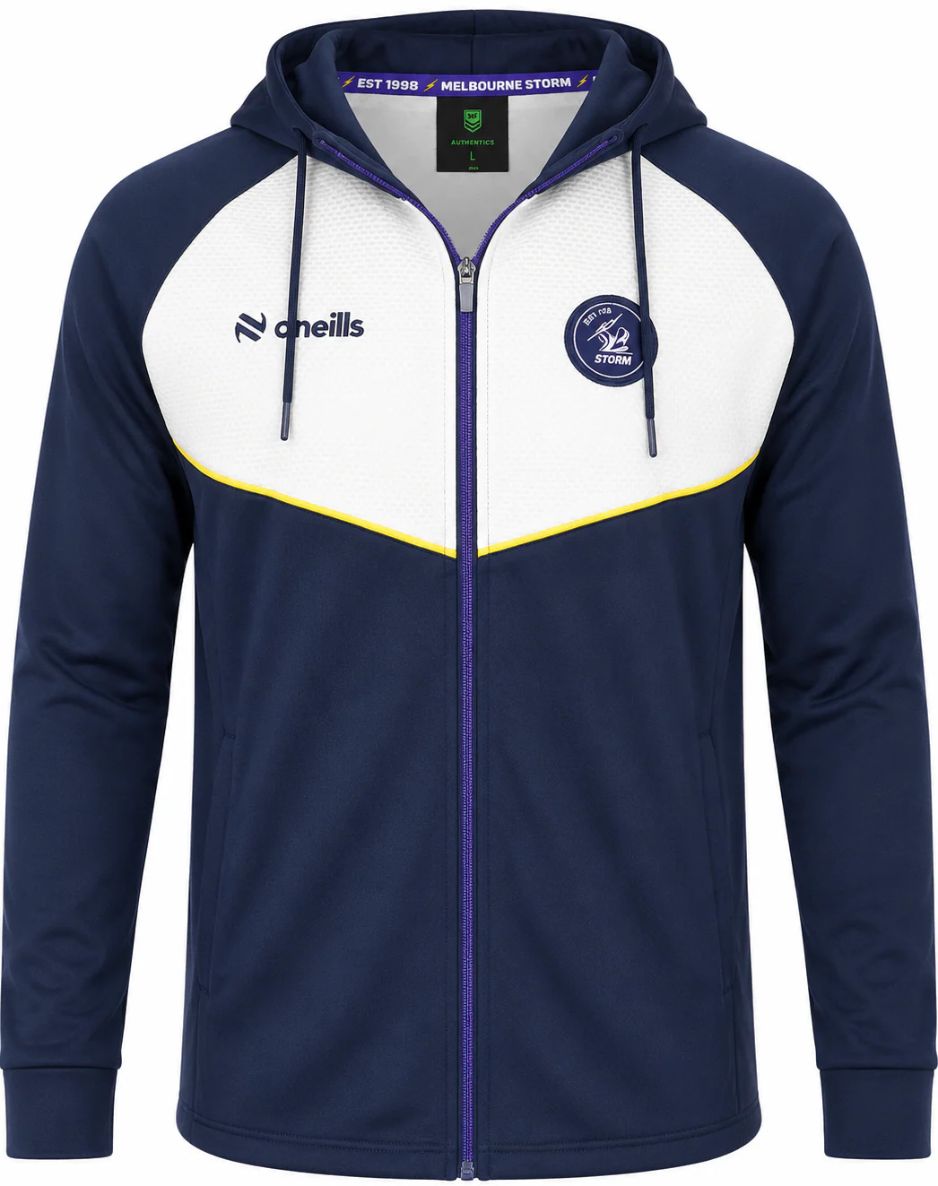 Melbourne Storm 2025 NRL Mens Tech Fleece Full Zip Hoodie