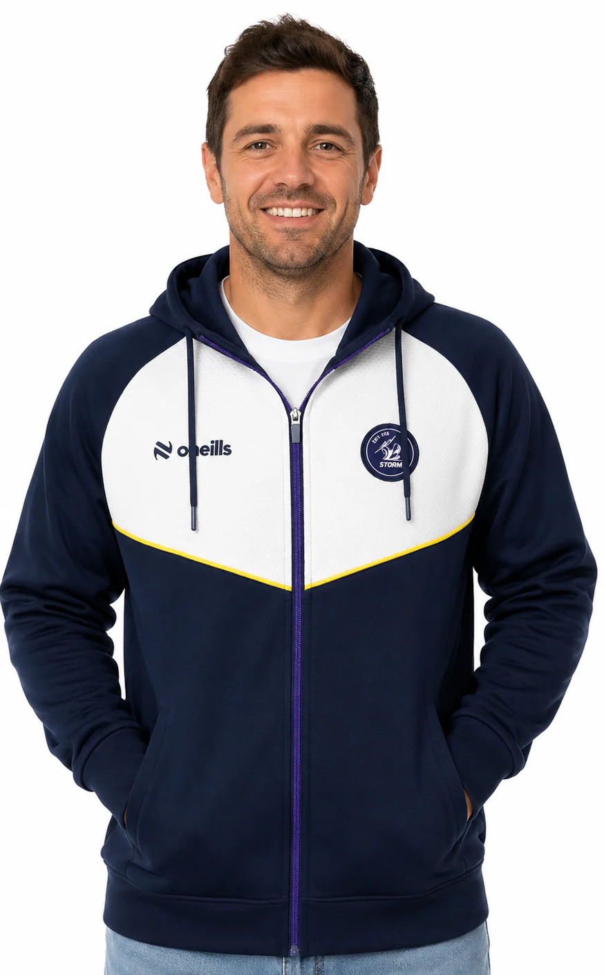 Melbourne Storm 2025 NRL Mens Tech Fleece Full Zip Hoodie - Image 2
