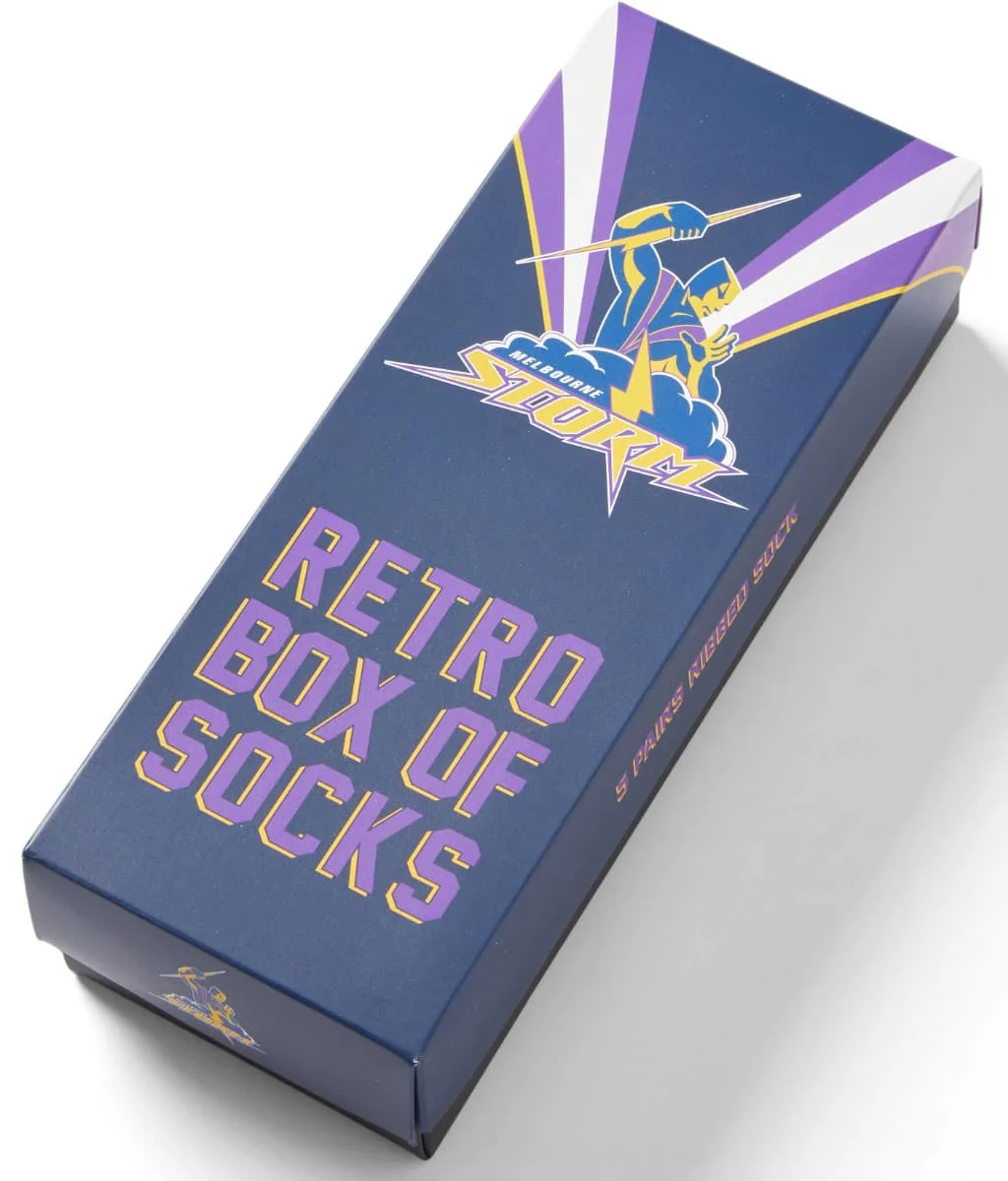 Melbourne Storm NRL Retro 5 Pack Box Socks - Image 2