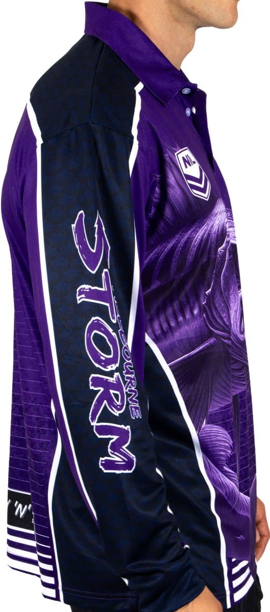 Melbourne Storm NRL Mens Barracuda Fishing Shirt - Image 3