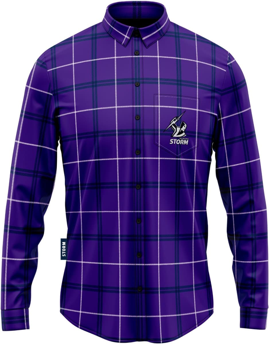 Melbourne Storm NRL Mens Mustang Flannel Shirt - Image 3