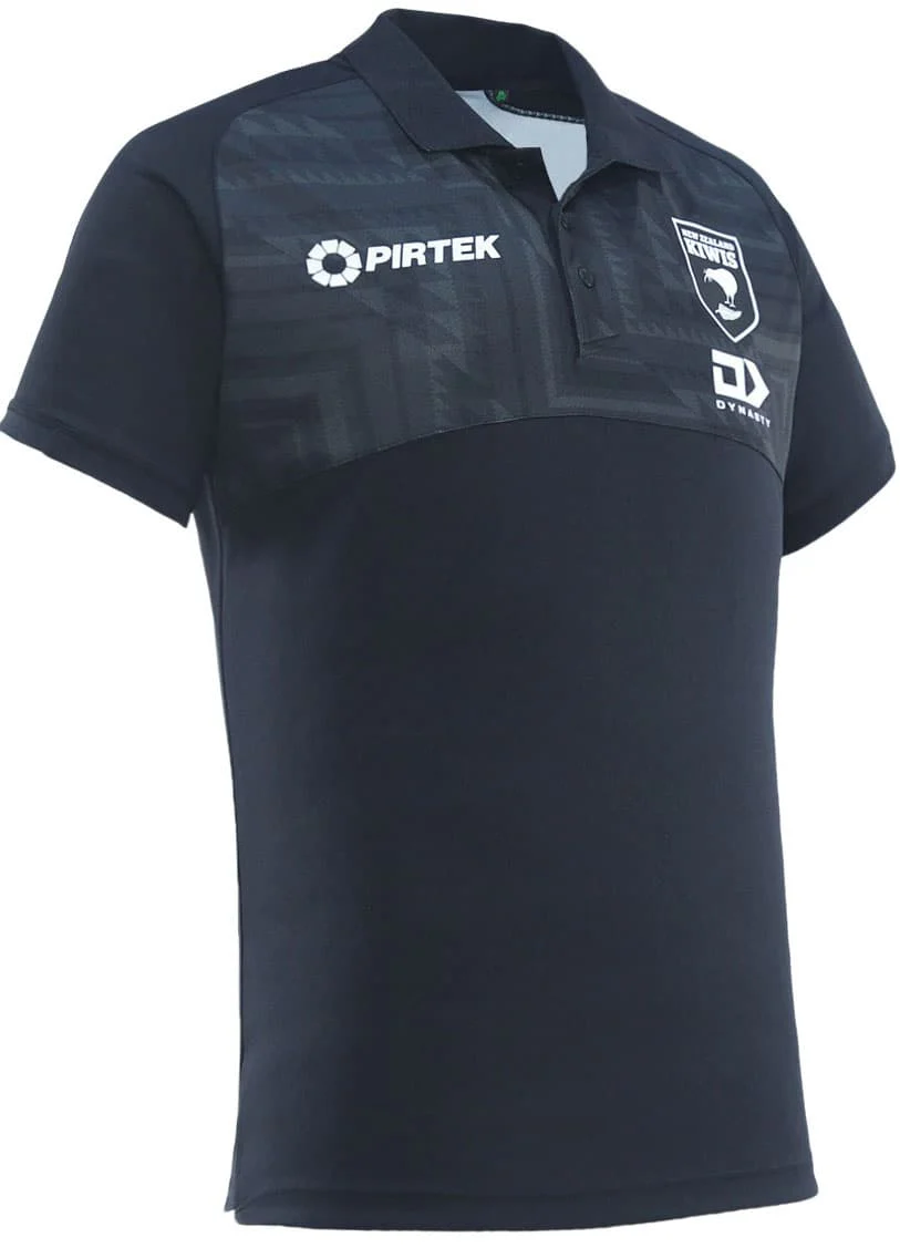 New Zealand Kiwis 2025 NRL Mens Black Media Polo Shirt - Image 3