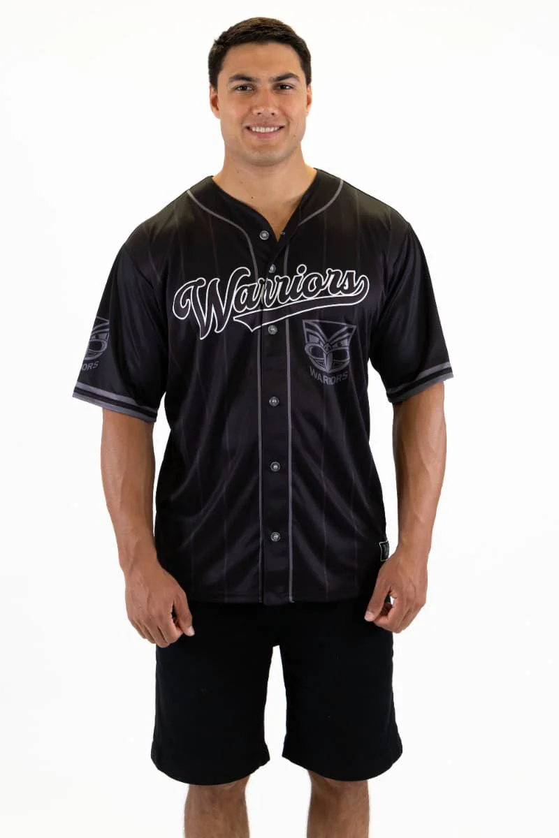 New Zealand Warriors NRL Mens Blackout Baseball Shirt - Image 2