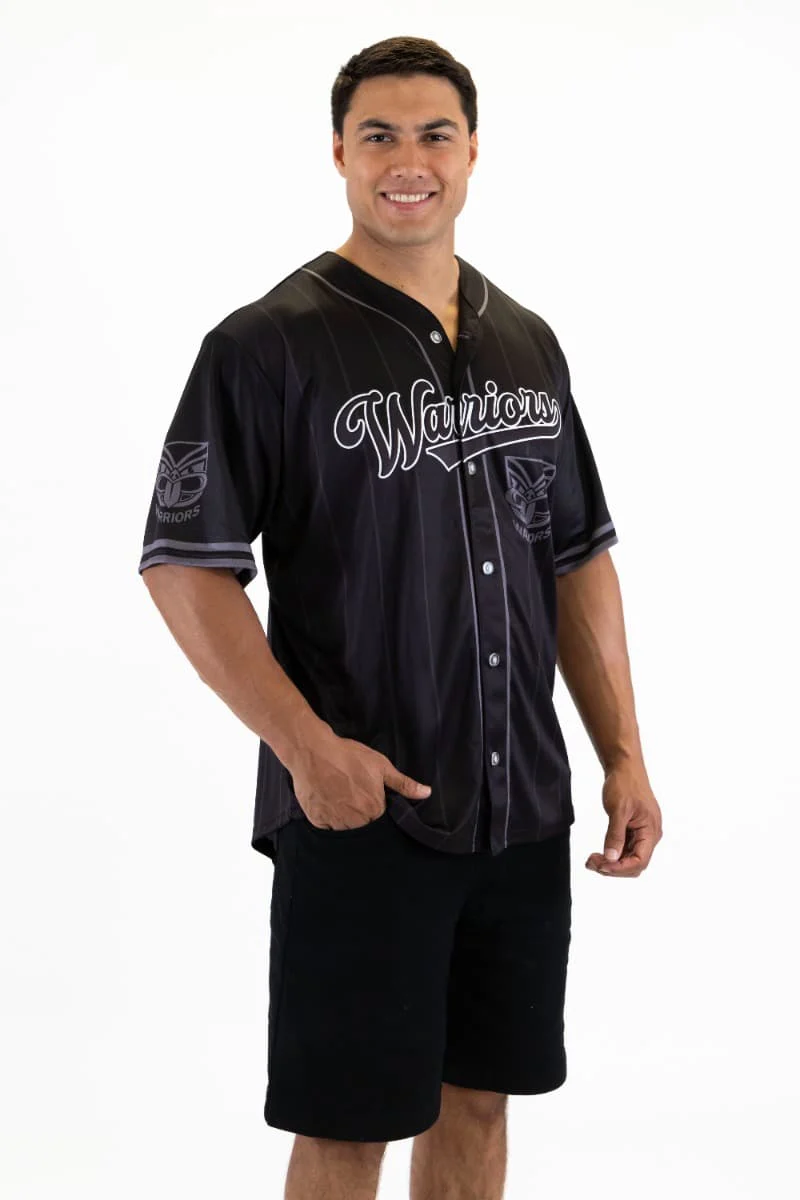 New Zealand Warriors NRL Mens Blackout Baseball Shirt - Image 3