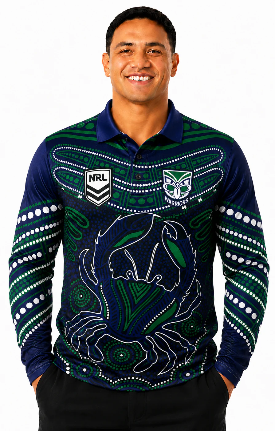 New Zealand Warriors NRL Mens Karumba Indigenous Fishing Shirt - Image 2