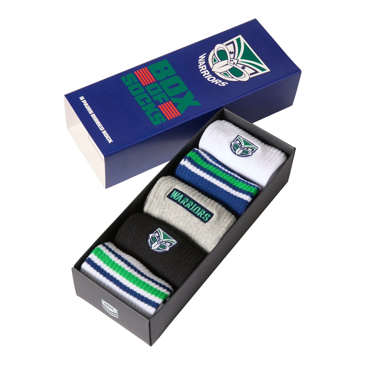 New Zealand Warriors 2026 NRL Adults Everyday Box of Socks (5 Pairs)