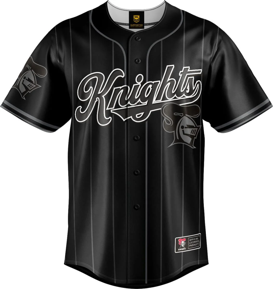 Newcastle Knights NRL Mens Blackout Baseball Shirt