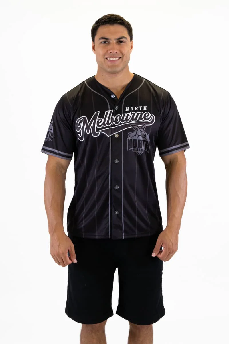 North Melbourne Kangaroos AFL Mens Blackout Baseball Shirt