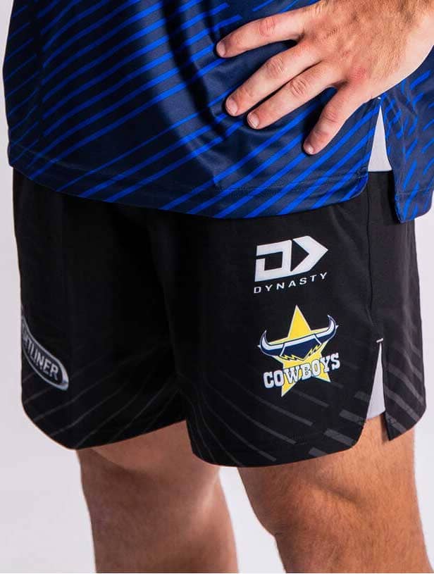 North Queensland Cowboys NRL Mens Black Alternate Gym Zip Shorts - Image 5
