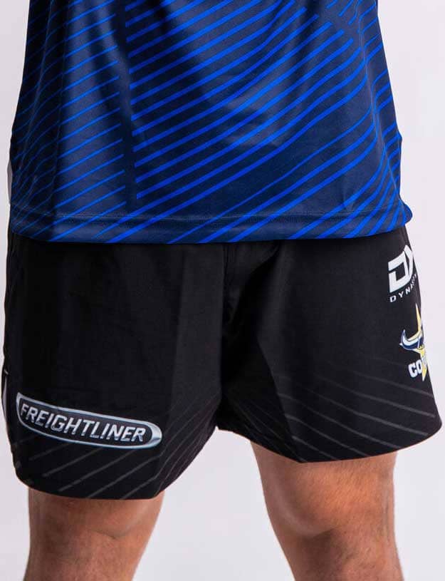 North Queensland Cowboys NRL Mens Black Alternate Gym Zip Shorts - Image 6