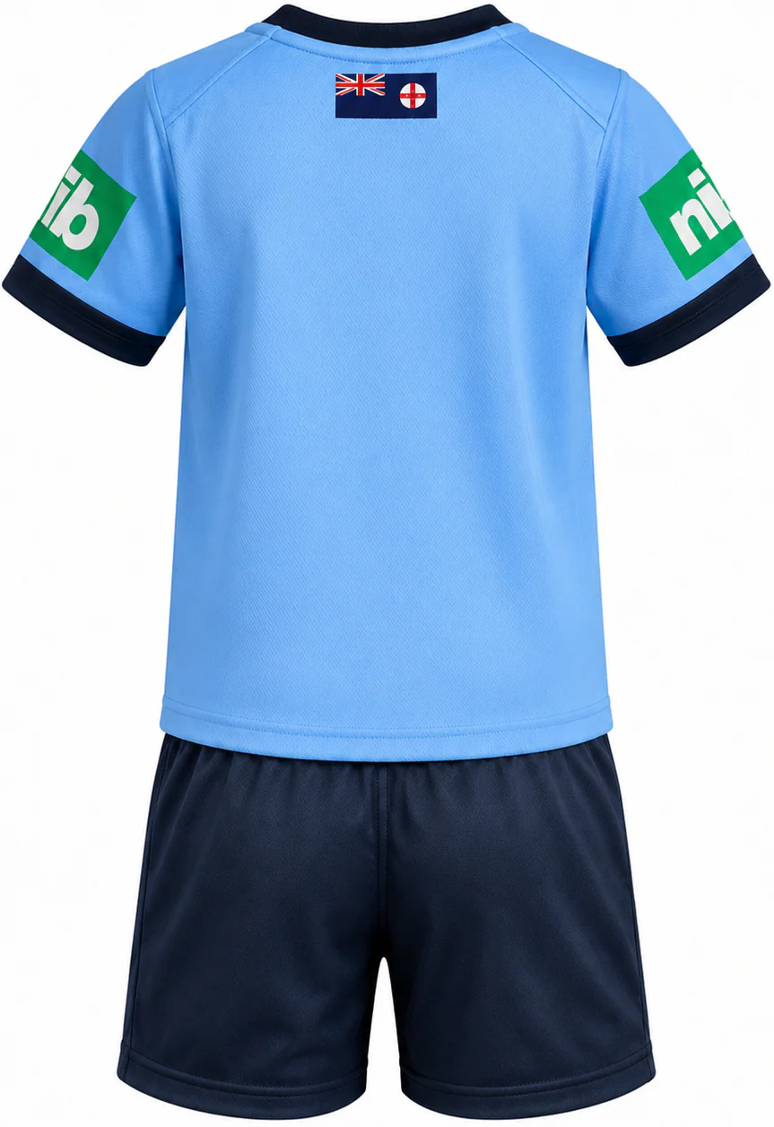 NSW Blues State of Origin Toddler On Field Jersey + Shorts Set - Image 2