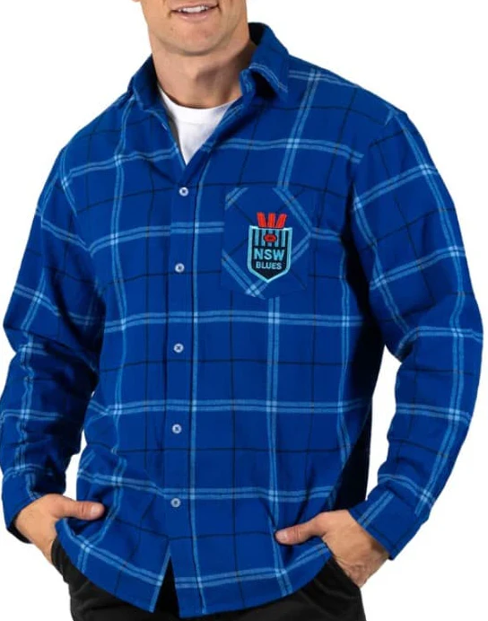 NSW Blues State of Origin Mens Mustang Flannel Shirt