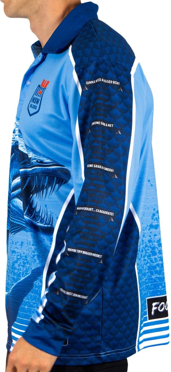 NSW Blues State of Origin Mens Barracuda Fishing Shirt - Image 2