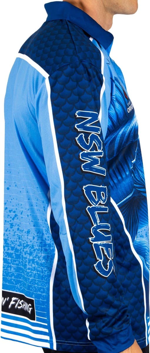 NSW Blues State of Origin Mens Barracuda Fishing Shirt - Image 3