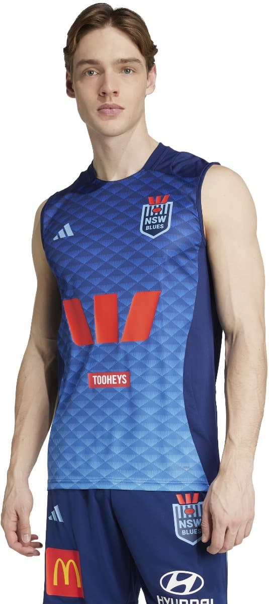 NSW Blues State of Origin Mens Dark Blue Training Singlet - Image 2