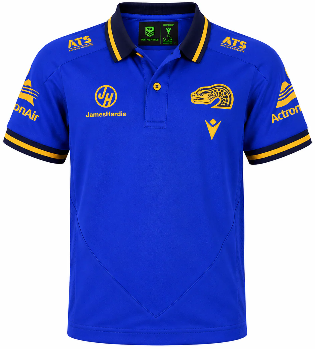 Parramatta Eels 2025 NRL Kids Royal Travel Polo Shirt - Image 2