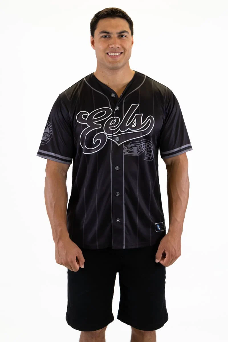 Parramatta Eels NRL Mens Blackout Baseball Shirt - Image 2
