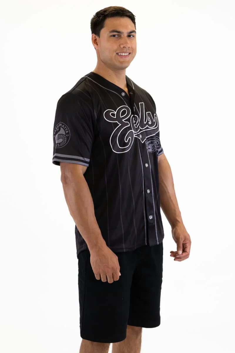 Parramatta Eels NRL Mens Blackout Baseball Shirt - Image 4