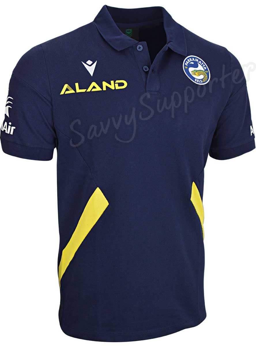 Parramatta Eels NRL Mens Navy Travel Pique Polo Shirt - Image 2