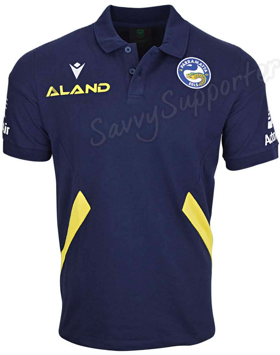 Parramatta Eels NRL Mens Navy Travel Pique Polo Shirt - Image 3