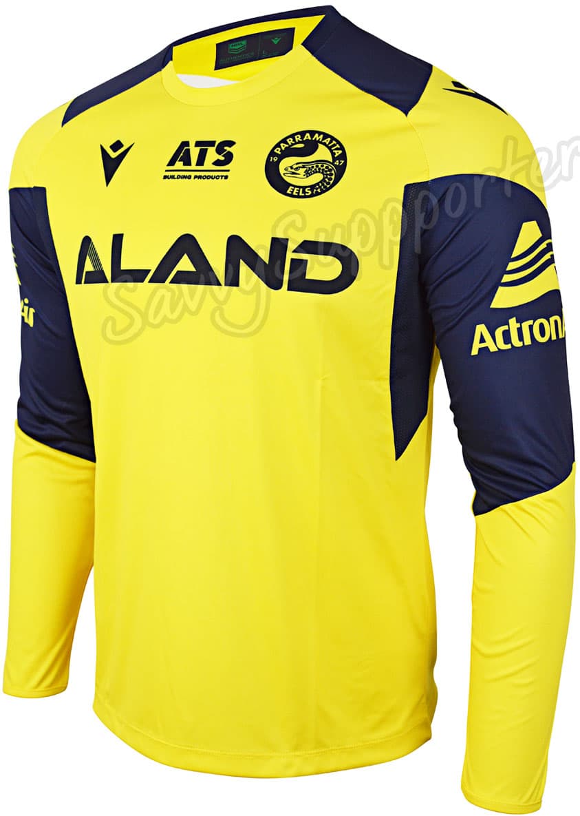 Parramatta Eels NRL Mens Yellow Long Sleeve Training Shirt