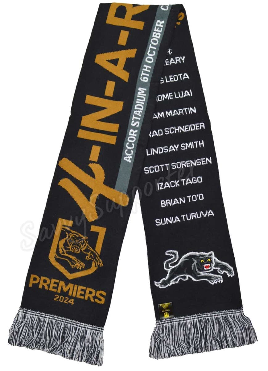 Penrith Panthers 2024 NRL Premiers '4 IN A ROW' Scarf - Image 2