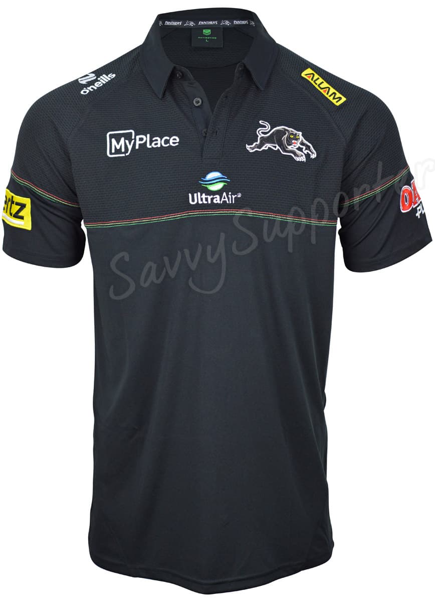Penrith Panthers 2025 NRL Mens Black Media Polo Shirt - Image 2