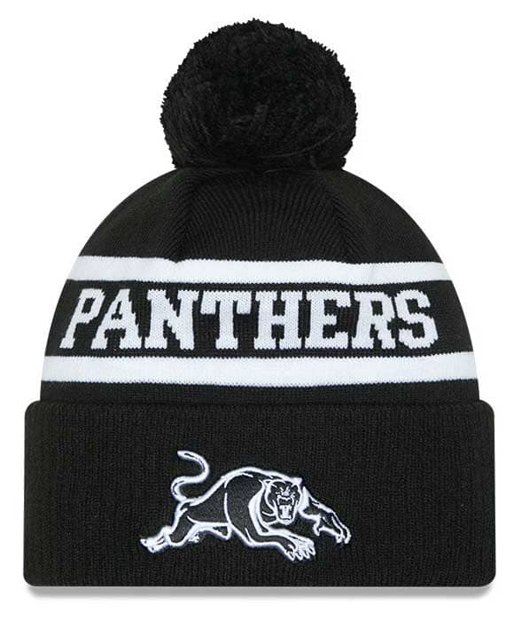 Penrith Panthers 2026 NRL New Era Black White Knit Beanie