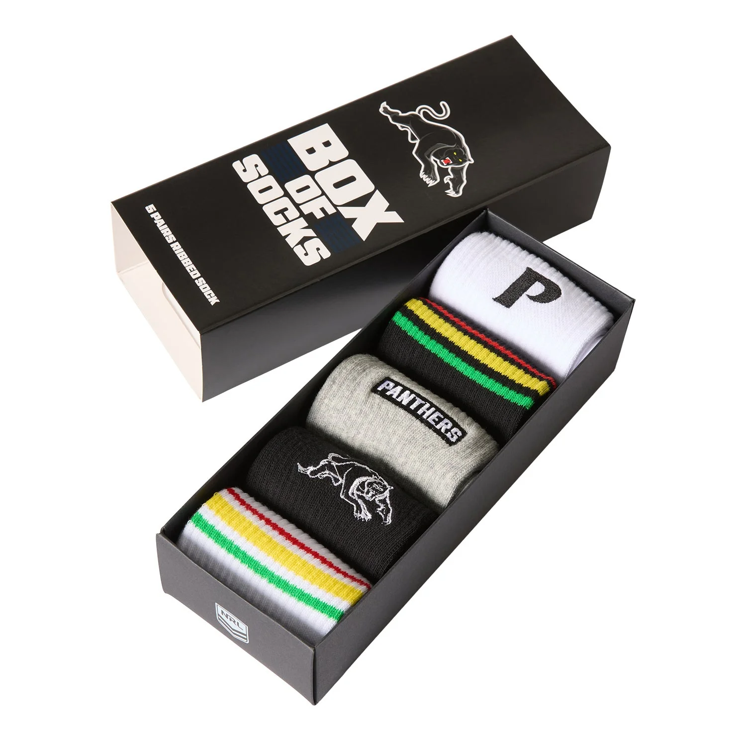 Penrith Panthers 2026 NRL Adults Everyday Box of Socks (5 Pairs)