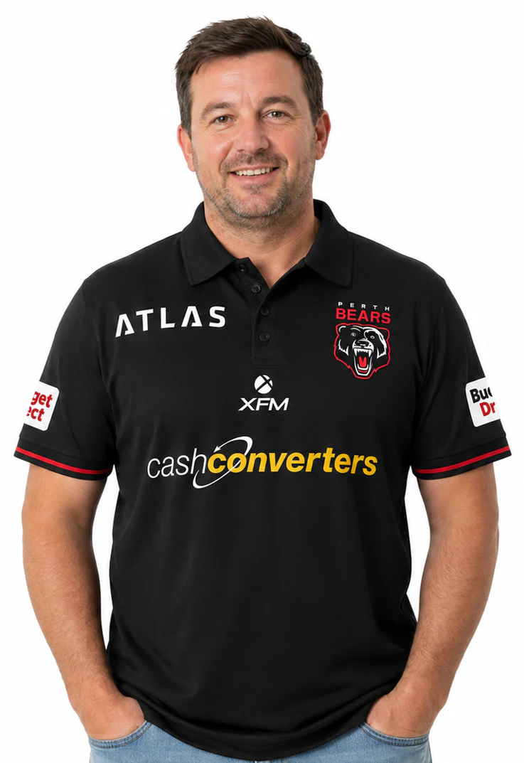 Perth Bears 2026 NRL Mens Black Polo Shirt - Image 2