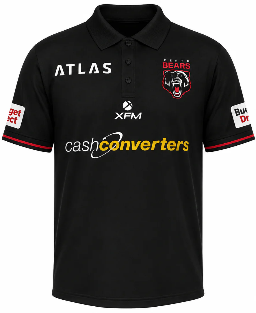 Perth Bears 2026 NRL Mens Black Polo Shirt - Image 3