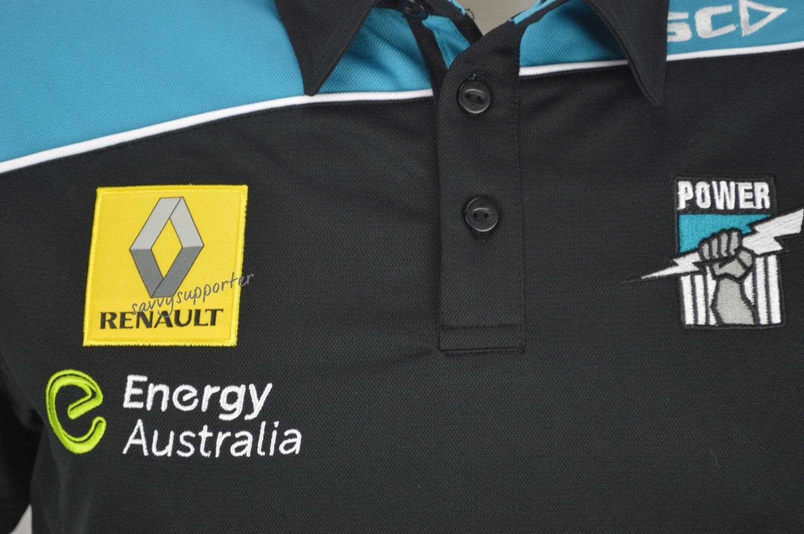Port Adelaide Power AFL Black Performance Polo Shirt - Image 3