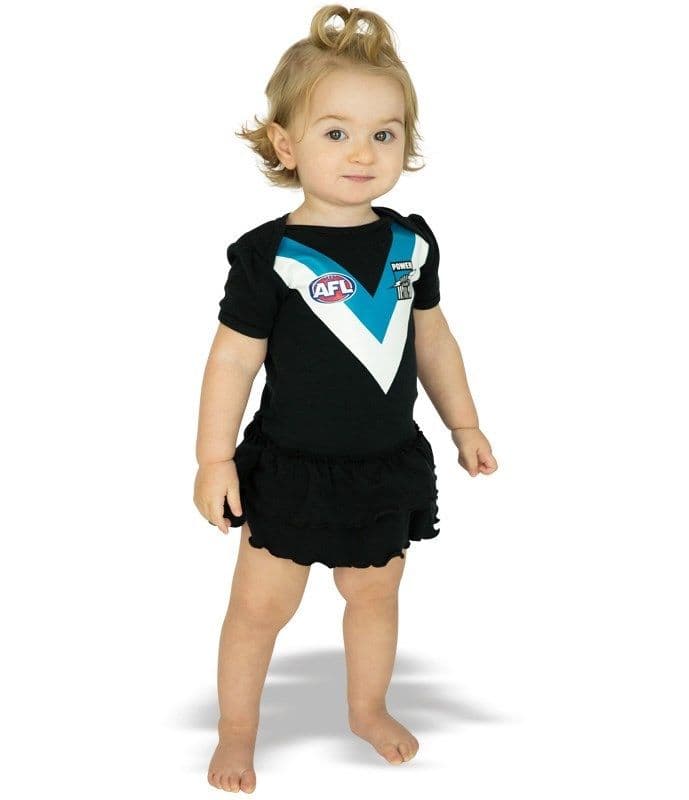 Port Adelaide Power Girls Tutu Baby Footysuit - Image 2