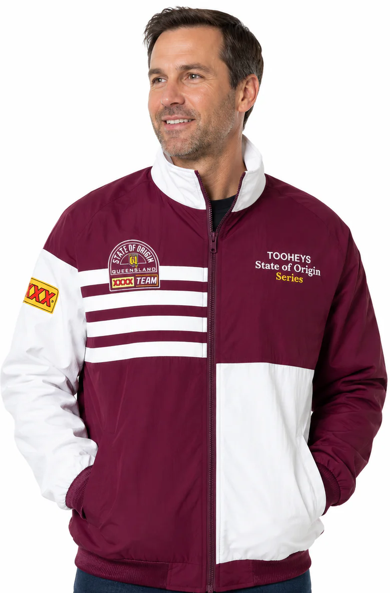 QLD Maroons 1990s State of Origin Mens Retro Jacket - Image 2