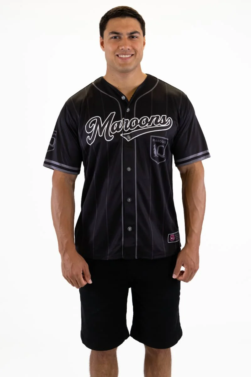 QLD Maroons 2026 NRL Mens Blackout Baseball Shirt - Image 3