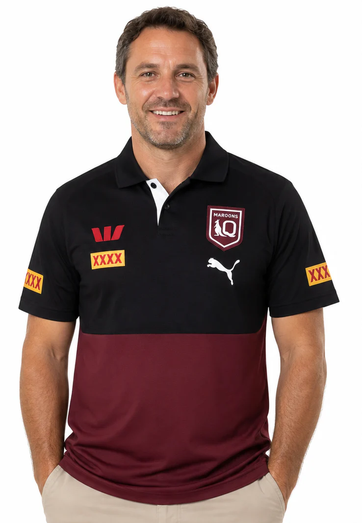 QLD Maroons State of Origin 2025 NRL Mens Maroon Team Polo Shirt - Image 2