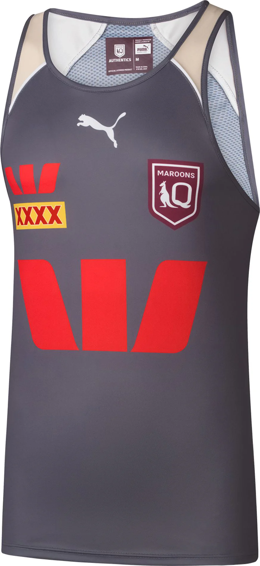 QLD Maroons 2026 State of Origin Mens Grey Training Singlet