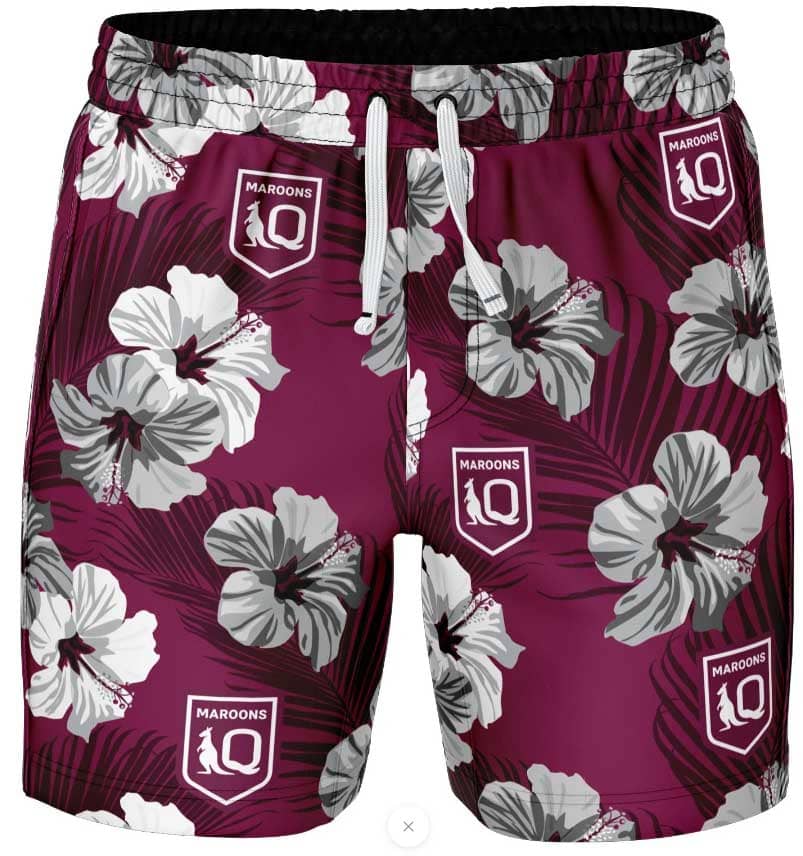 QLD Maroons State of Origin Mens Aloha Volley Swim Shorts