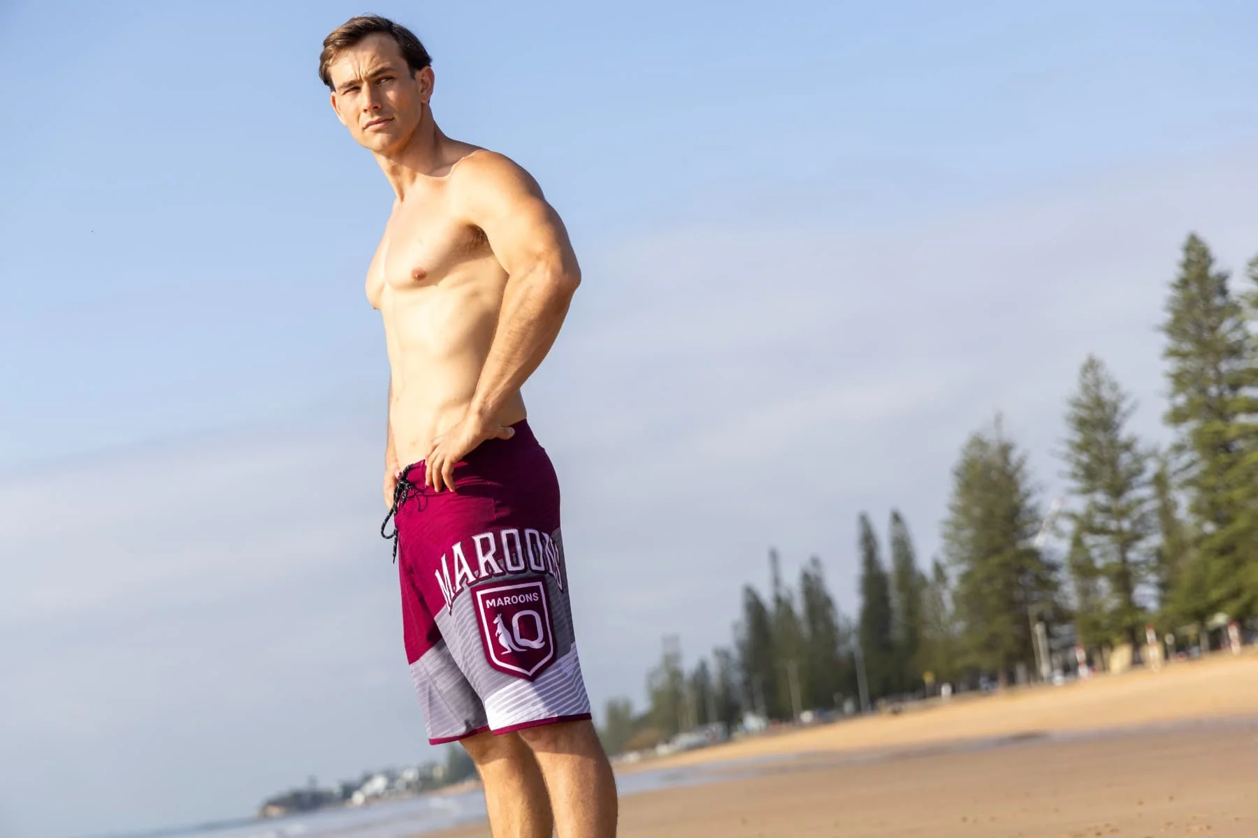 QLD Maroons State of Origin NRL Mens Barrel Board Shorts - Image 6