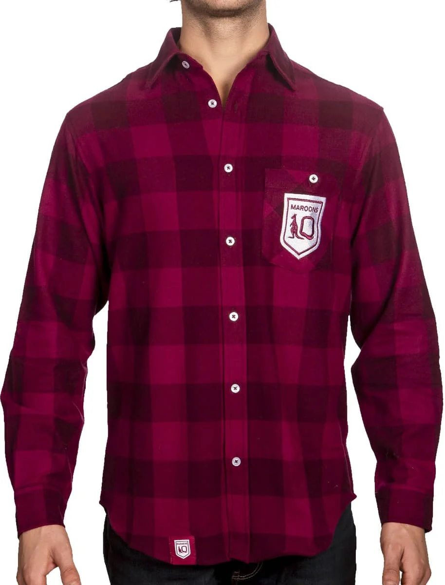 QLD Maroons State of Origin Mens 'Axeman' Flannel Shirt - Image 3