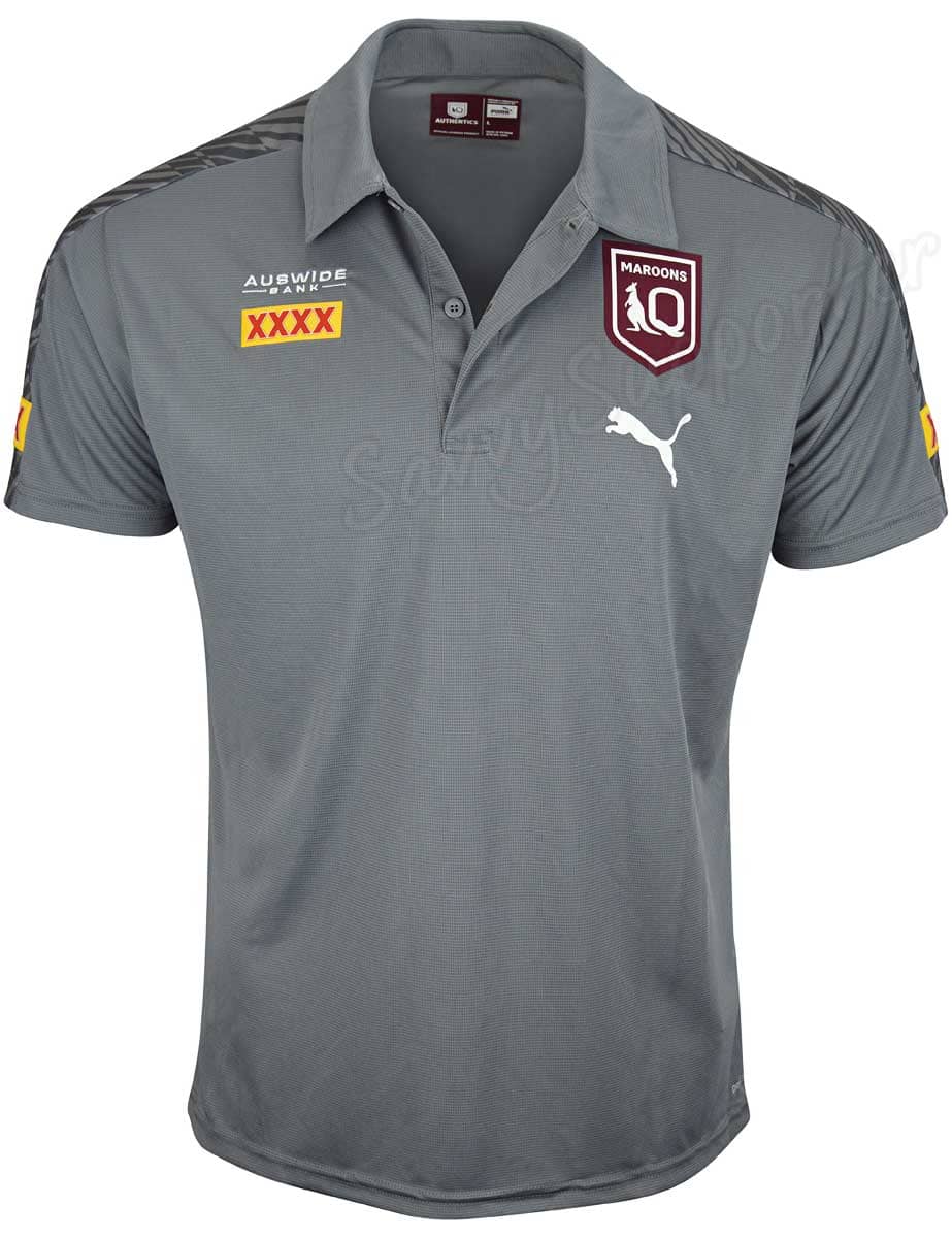 QLD Maroons State of Origin Mens Grey Polo Shirt - Image 3