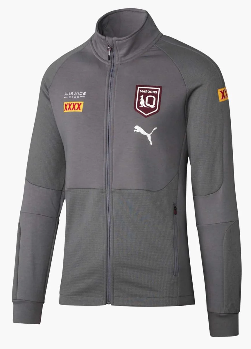 QLD Maroons State of Origin Mens Grey Training Jacket - Image 2